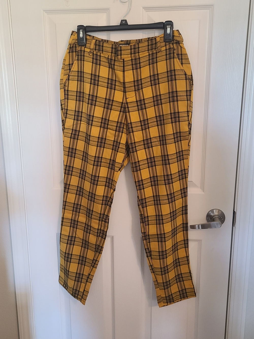 Hot Topic Yellow Plaid High-Rise Chinos